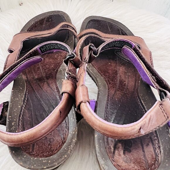 Teva Cabrillo Brown Leather Strappy Wedge Sandals Comfort - Size 8 - Picture 7 of 8